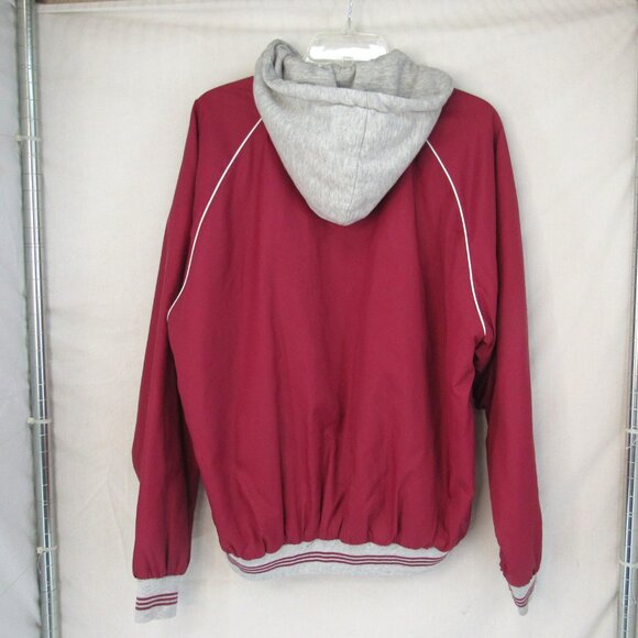 NY Classics Sports Red Varsity Jacket With Hood Zip and Snap Close Size M - Picture 3 of 9